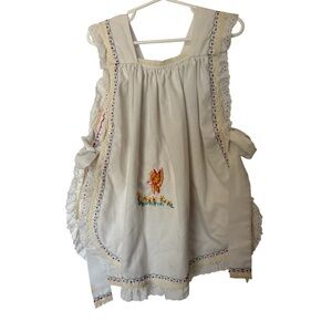 Rare Vintage hand stitched detail Pinafore Apron Dress